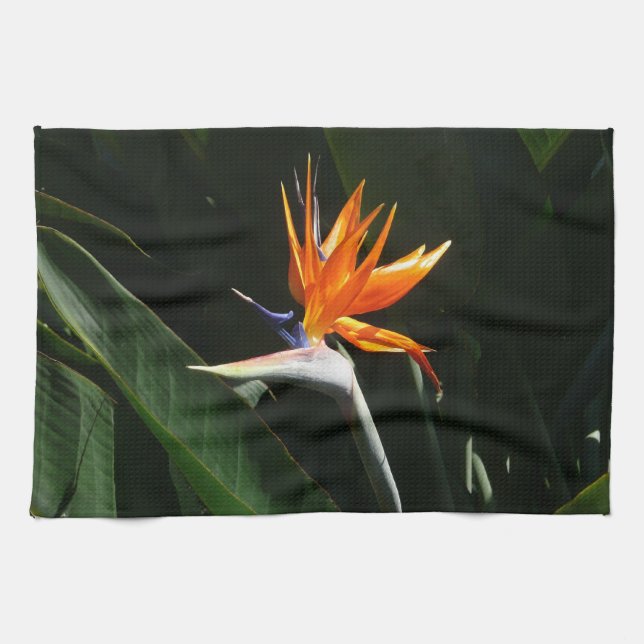 Bird of Paradise Orange Tropical Flower Towel (Horizontal)
