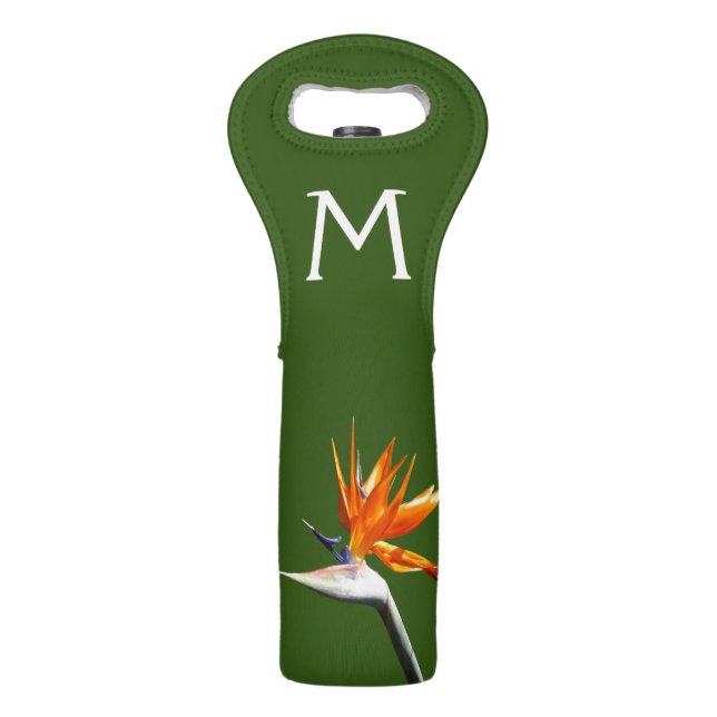 Bird of Paradise Orange Tropical Flower Wine Bag (Front)