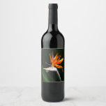 Bird of Paradise Orange Tropical Flower Wine Label