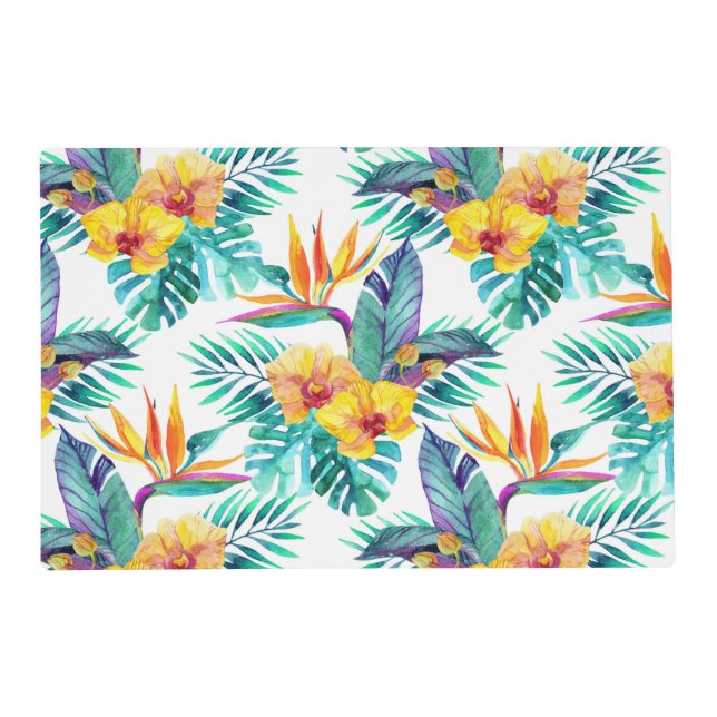 Bird Of Paradise & Orchid Pattern 2 Placemat (Front)