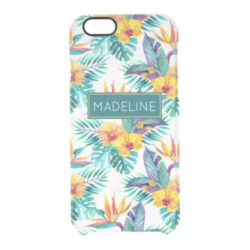 Bird Of Paradise  Orchid Pattern  Add Your Name Clear iPhone 66S Case