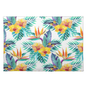 Bird Of Paradise & Orchid Pattern Cloth Placemat