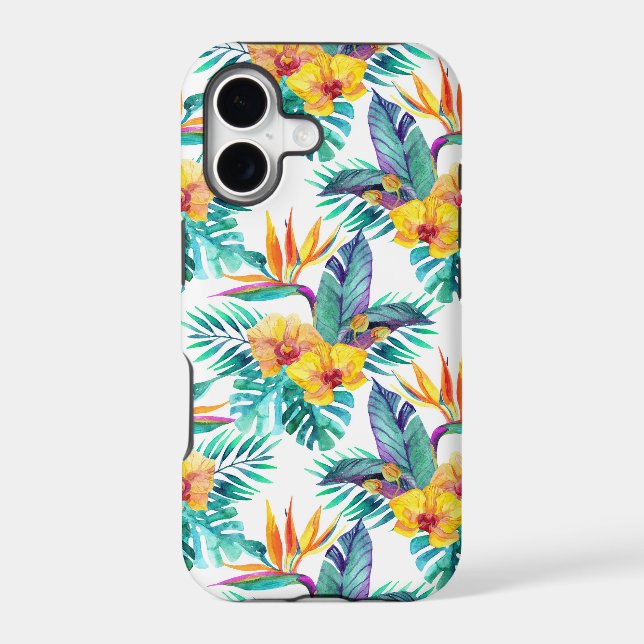 Bird Of Paradise & Orchid Pattern Iphone Case (Back)