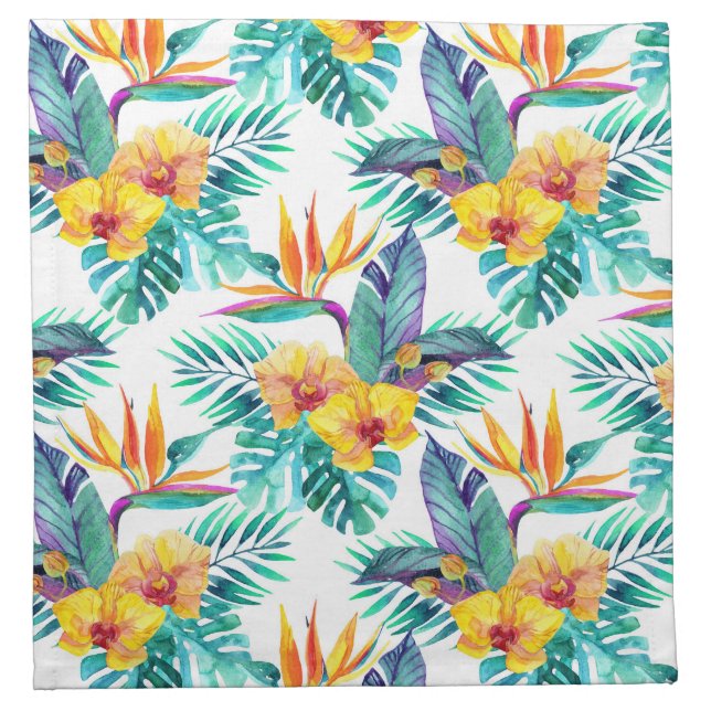 Bird Of Paradise & Orchid Pattern Napkin (Front)