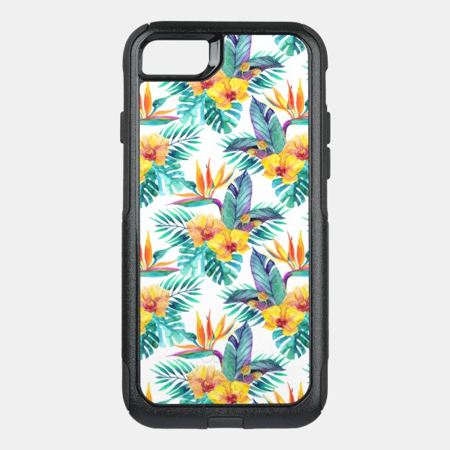 Bird Of Paradise & Orchid Pattern Otterbox iPhone Case (Back)