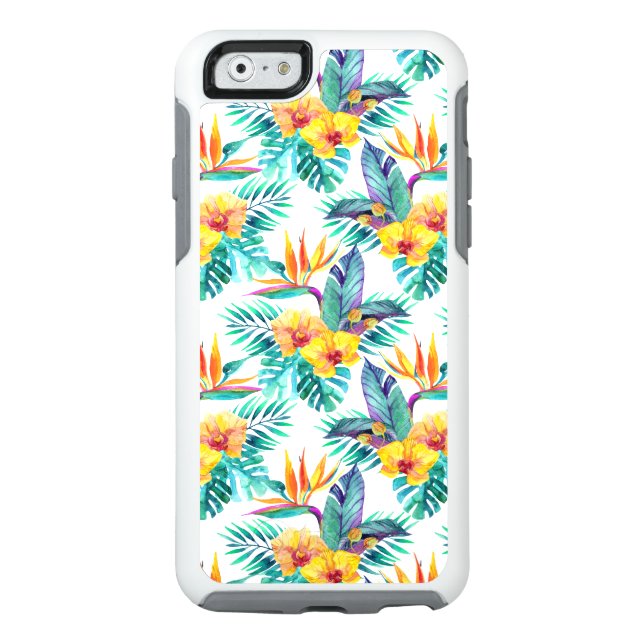 Bird Of Paradise & Orchid Pattern Otterbox iPhone Case (Back)