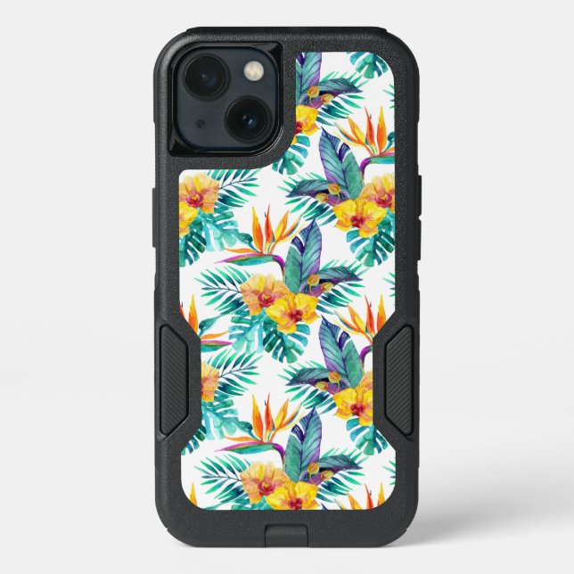 Bird Of Paradise & Orchid Pattern Otterbox iPhone Case (Back)
