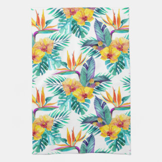 Bird Of Paradise & Orchid Pattern Towel
