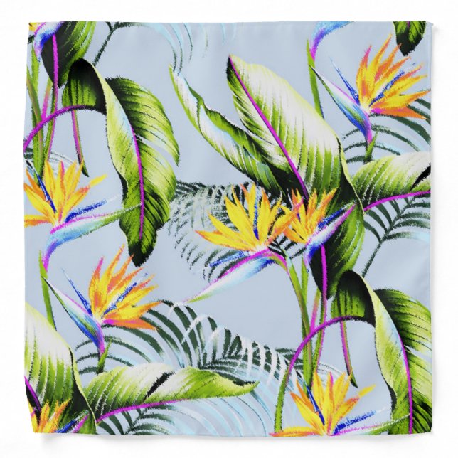 Bird of Paradise Palm Leaves Tropical Accent Bandana (Front)