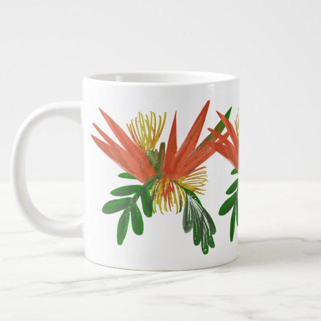 Bird of Paradise Plant Art Greenery Giant Coffee Mug (Left)