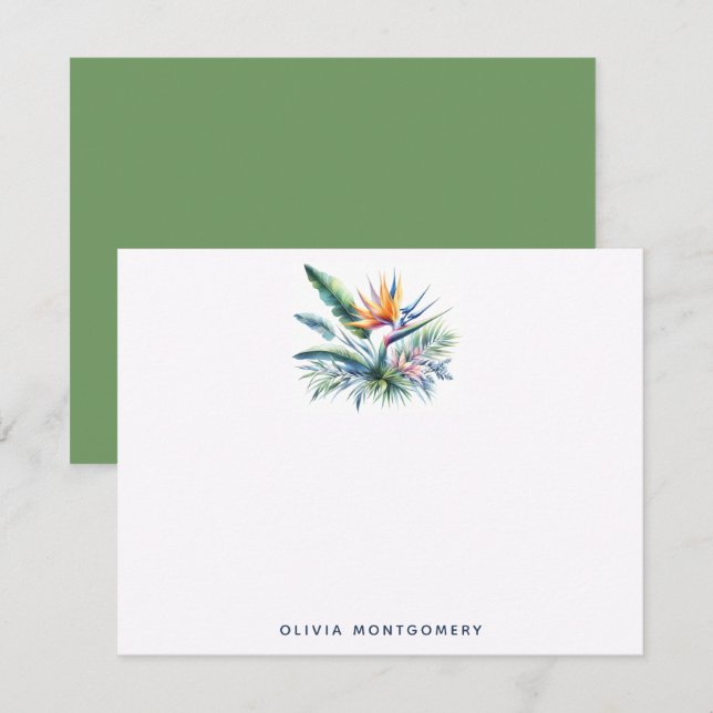 Bird of Paradise Plant Tropical Personal Note Card (Front/Back)