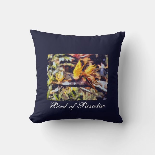 Bird of Paradise Retro Floral Hawaiian Flowers Throw Pillow (Front)