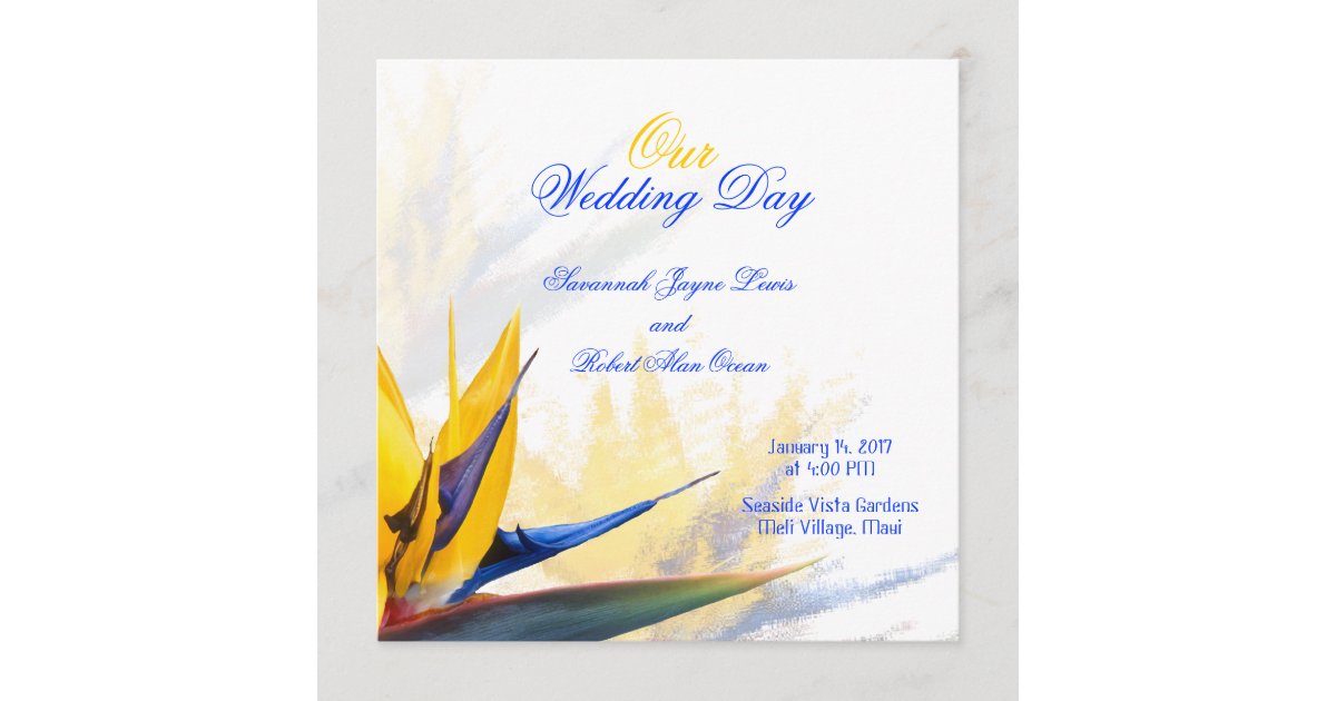 Bird Of Paradise Square Wedding Program Template Zazzle Com