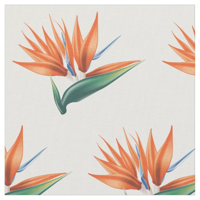 Bird of paradise, strelitzia exotic flower fabric (Close Up)