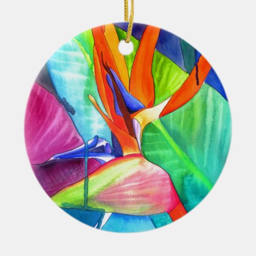 Bird of Paradise Strelitzia flower tropical art Ceramic Ornament