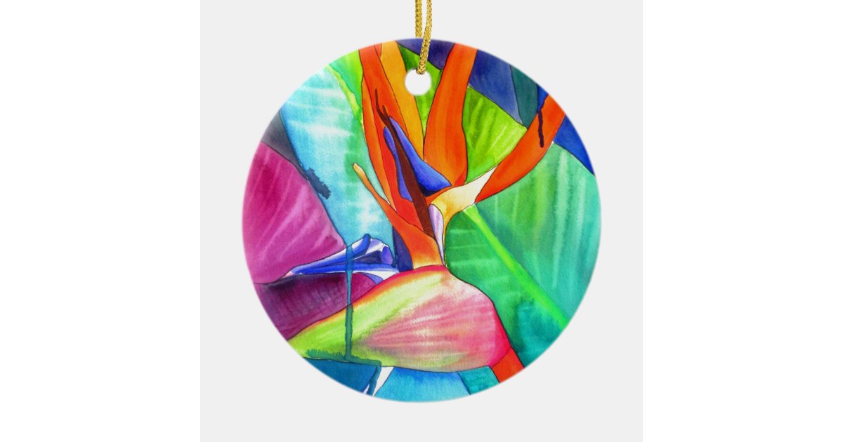 Bird of Paradise Strelitzia flower tropical art Ceramic Ornament | Zazzle