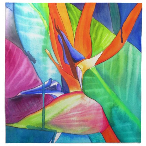 Bird of Paradise Strelitzia flower tropical art Cloth Napkin