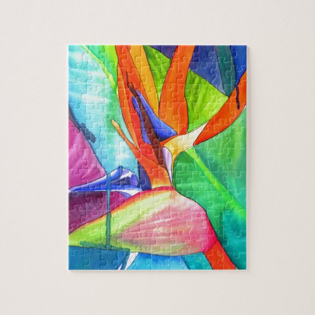 Bird of Paradise Strelitzia flower tropical art Jigsaw Puzzle (Vertical)