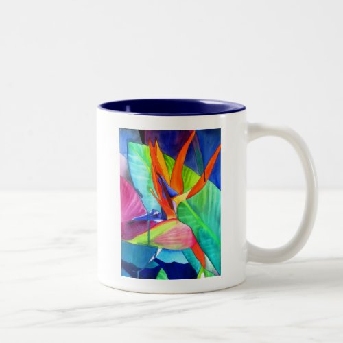 Bird of Paradise Strelitzia flower tropical art Two_Tone Coffee Mug