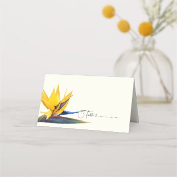 Bird-of-paradise Tented Escort Or Place Card Ecru by sandpiperWedding at Zazzle