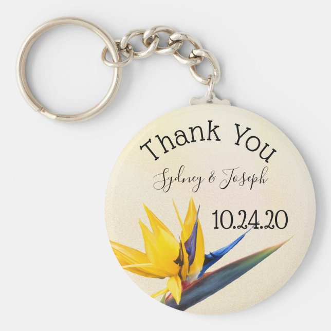 Bird-of-paradise Thank You Key Ring Favor (Front)
