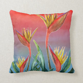 Bird of Paradise troical floral pillow