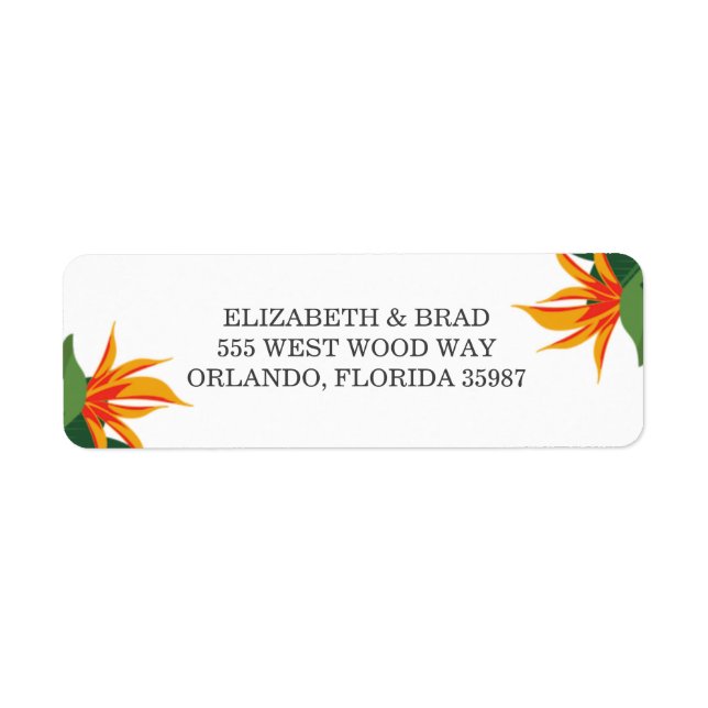 Bird of Paradise Tropical Beach Wedding Label (Front)