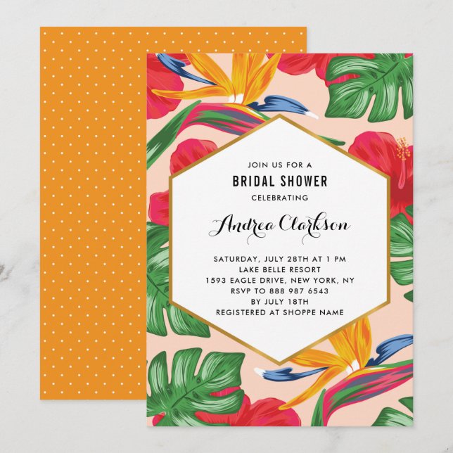 Bird of Paradise Tropical Bridal Shower Invitation (Front/Back)