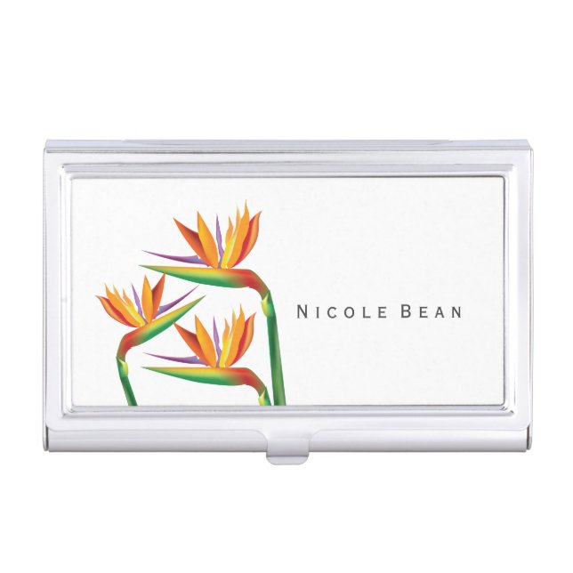 Bird of Paradise Tropical Business Card Holder (Front)