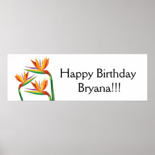 Bird of Paradise Tropical Floral Party Banner Poster