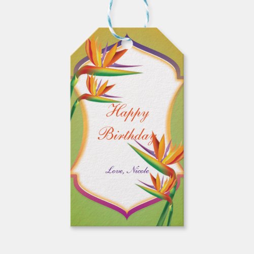 Bird of Paradise Tropical Floral Party Gift Tag