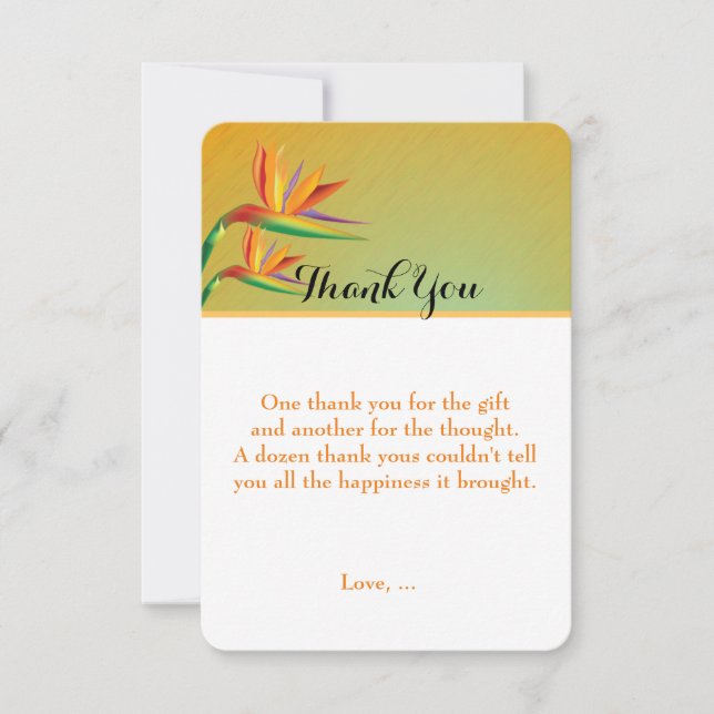 Bird of Paradise Tropical Floral Thank You Card (Front)