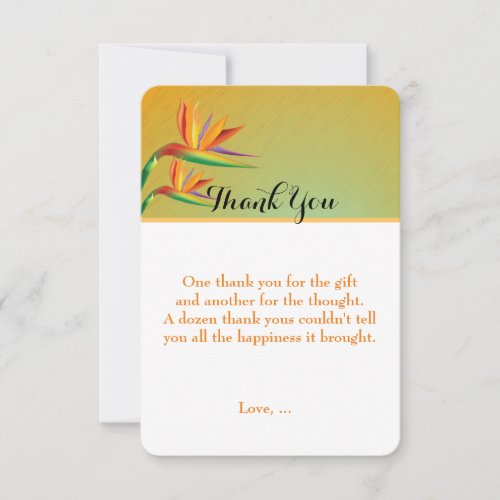 Bird of Paradise Tropical Floral Thank You Card