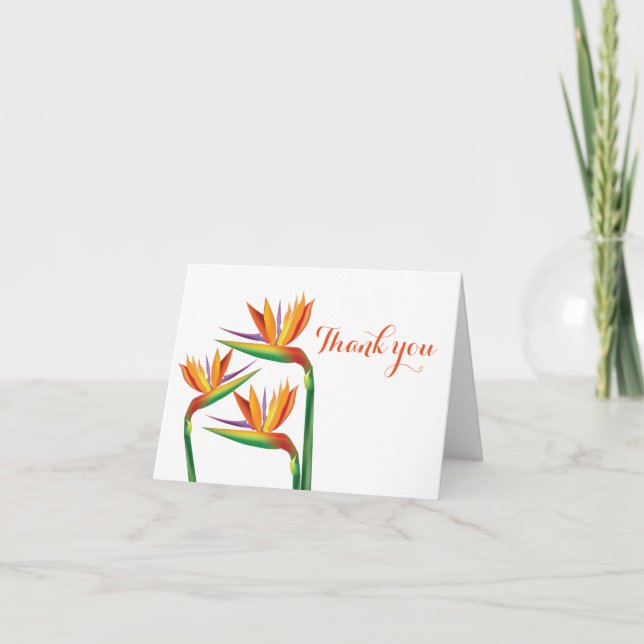 Bird of Paradise Tropical Floral Thank You Card (Front)