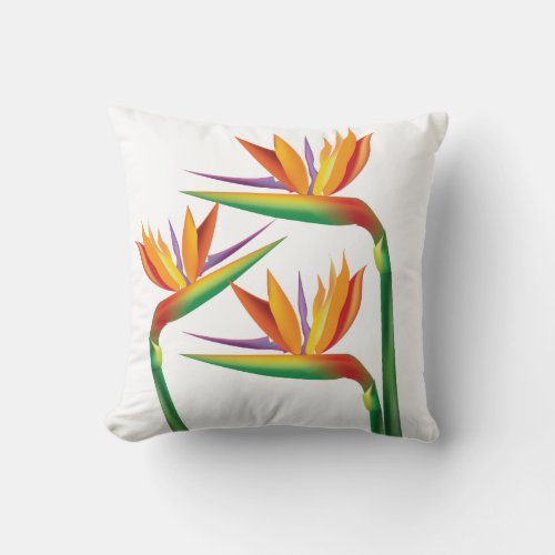 Bird of Paradise Tropical Floral Throw Pillow