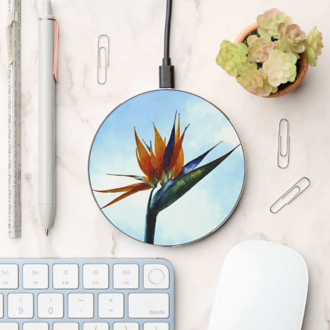 Bird of Paradise Tropical Flower Art Charger (Desk)