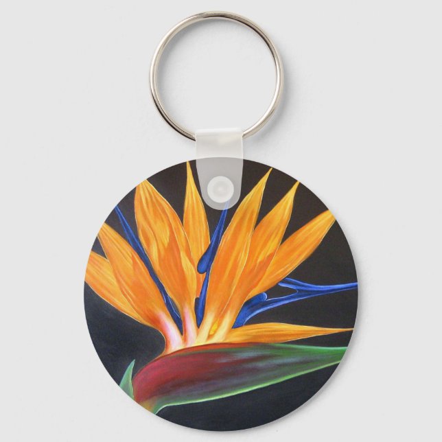 Bird Of Paradise Tropical Flower Painting - Multi Keychain (Front)