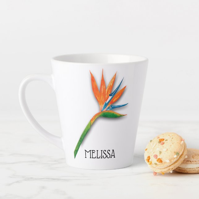 Bird of Paradise Tropical Flower PERSONALIZED Latte Mug (In Situ)