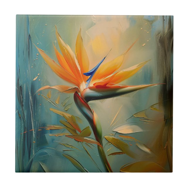 Bird of Paradise Tropical Plant Ceramic Tile (Front)
