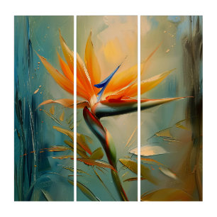 Bird of Paradise Tropical Plant Triptych