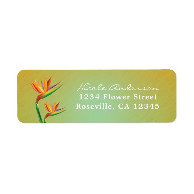 Bird of Paradise Tropical Wedding Address Labels (Front)