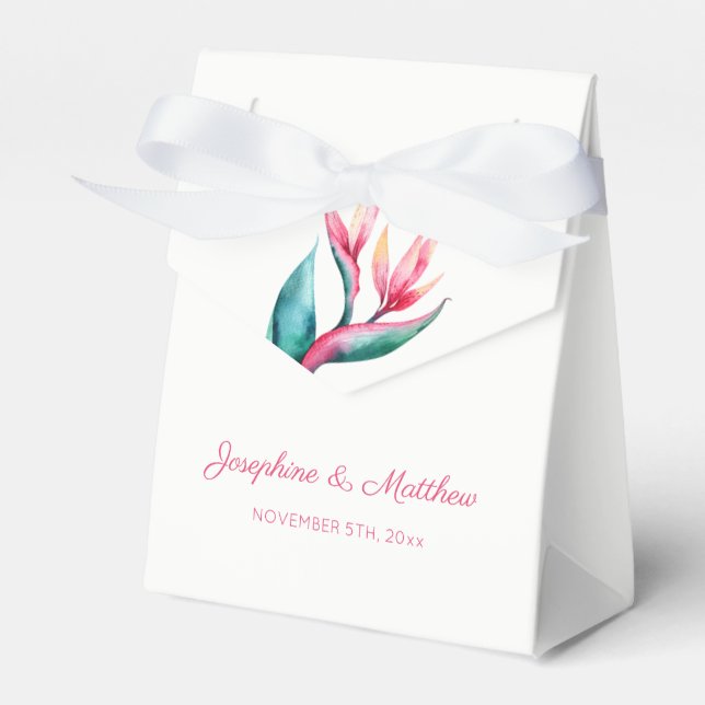Bird of Paradise Tropical Wedding Favor Boxes (Front Side)