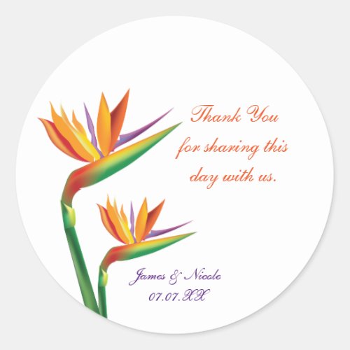 Bird of Paradise Tropical Wedding Favor Stickers