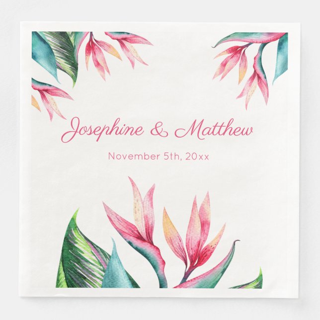 Bird of Paradise Tropical Wedding Napkins (Front)