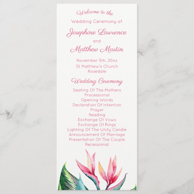 Bird of Paradise Tropical Wedding Programs (Front)