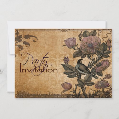 Bird of Paradise Vintage Floral Elegant Party Invitation