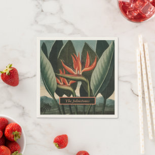 Bird of Paradise Vintage Temple of Flora with Name Napkins