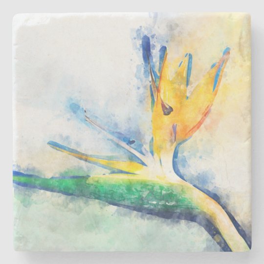 Bird Of Paradise Watercolor Art Stone Coaster Zazzle Com