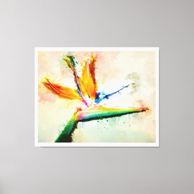 Bird of Paradise Watercolor Canvas Print (Front)