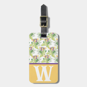 Bird of Paradise Watercolor Color Block Initial Luggage Tag